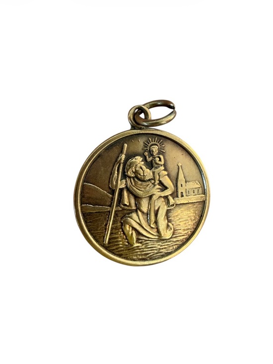 Vintage Jewelry - Vintage Saint Christopher Medal Pendant in 9k gold